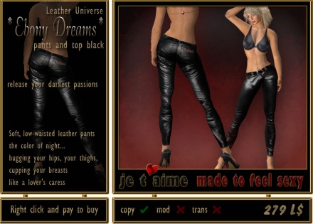 Example vendor: Leather Pants and top Ebony Dreams - black