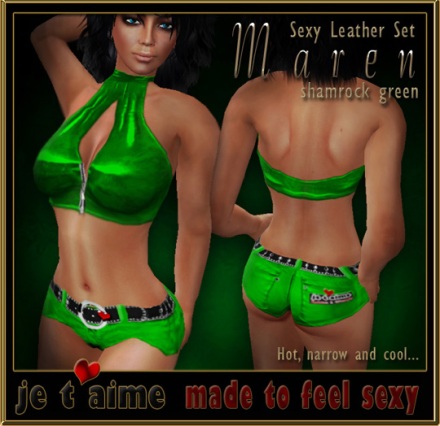 Free tryout: Sexy Leather Set *Maren* - shamrock green