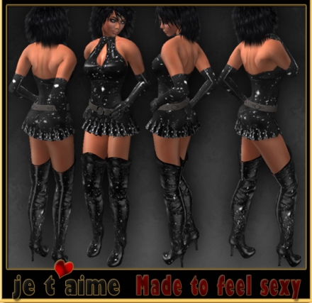 Complete Sexy Leather Outfit *Starnite* black & white