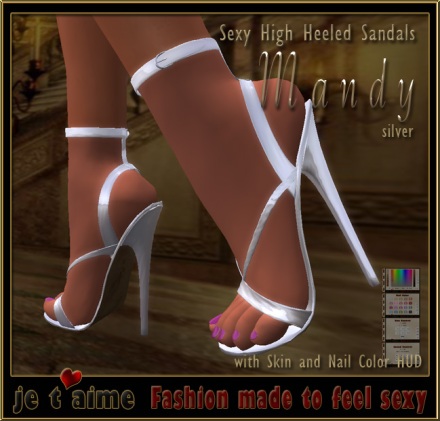 Je taime Sexy High Heeled Sandals *Mandy* - silver